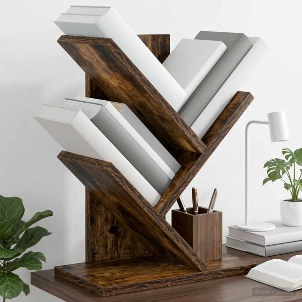 ARDEBO.de - Baumbücherregal 3-stöckig 30 x 18 x 40 cm Holzwerkstoff