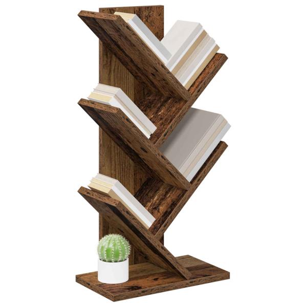 Baumbücherregal 4-stöckig 30 x 18 x 60 cm Holzwerkstoff Altholz