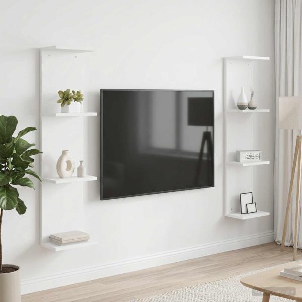 ARDEBO.de - Wandregal 2 Stk. Weiß 25 x 15 x 100 cm Holzwerkstoff