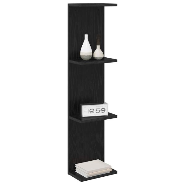 Wandregal 2 Stk. Schwarze Eiche 25 x 15 x 100 cm Holzwerkstoff