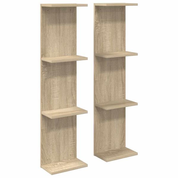 Wandregal 2 Stk. Sonoma-Eiche 25 x 15 x 100 cm Holzwerkstoff