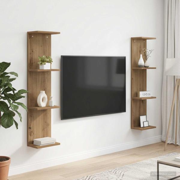ARDEBO.de - Wandregal 2 stk. Artisan-Eiche 25 x 15 x 100 cm Holzwerkstoff