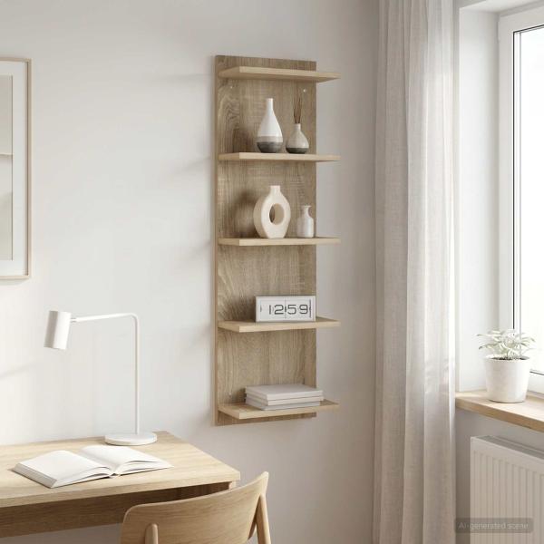 ARDEBO.de - Wandregal Sonoma-Eiche 30 x 15 x 100 cm Holzwerkstoff