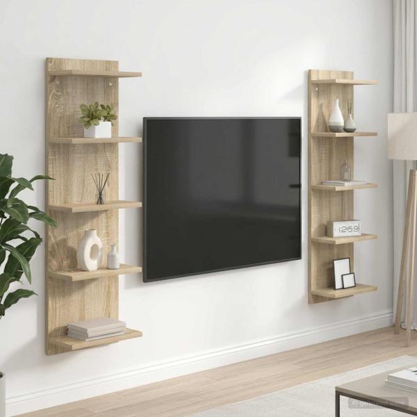 ARDEBO.de - Wandregal 2 stk. Sonoma-Eiche 30 x 15 x 100 cm Holzwerkstoff