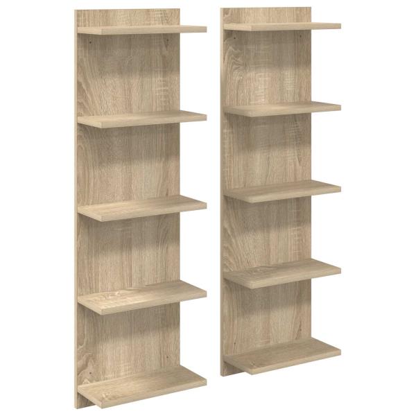 Wandregal 2 stk. Sonoma-Eiche 30 x 15 x 100 cm Holzwerkstoff