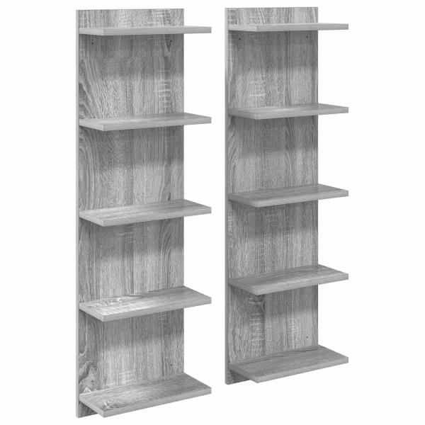 Wandregal 2 stk. Sonoma-Grau 30 x 15 x 100 cm Holzwerkstoff