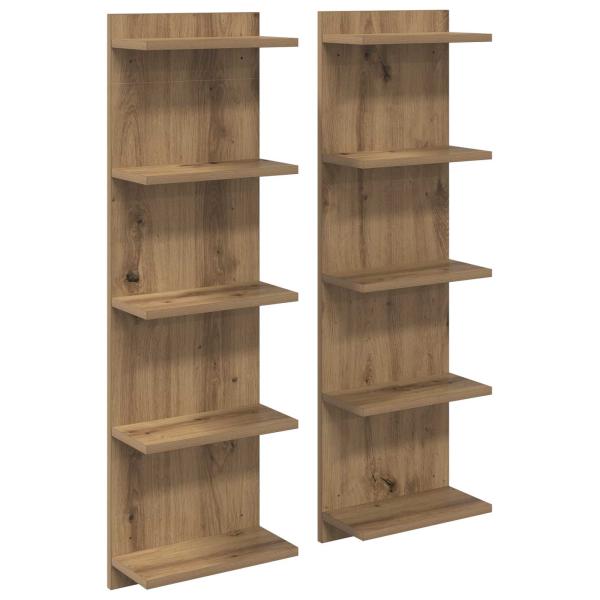 Wandregal 2 stk. Artisan-Eiche 30 x 15 x 100 cm Holzwerkstoff