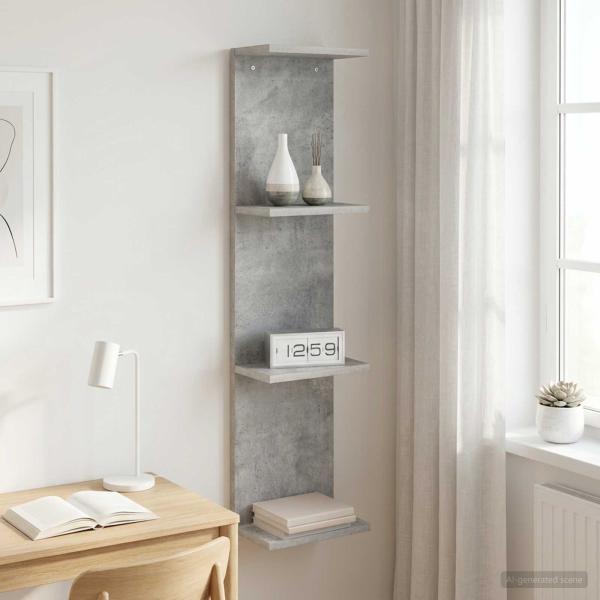 ARDEBO.de - Wandregal Betongrau 22 x 15 x 100 cm Holzwerkstoff