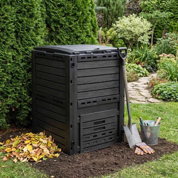 ARDEBO.de - Gartenkomposter Schwarz 59,5 x 60 x 81,5 cm 280 l 100% PP