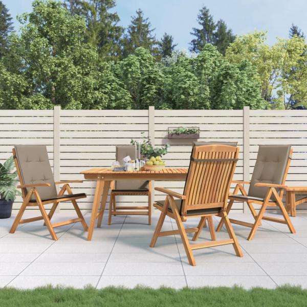 ARDEBO.de - Verstellbare Klappst?hle mit Kissen, 4-teilig, Massivholz Teak