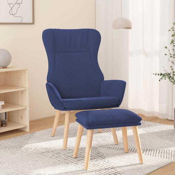 ARDEBO.de - Relaxsessel mit Hocker Blau Stoff