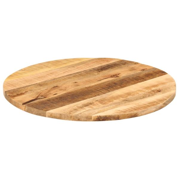 Tischplatte Ø 80x1,5 cm Rund Raues Massives Mangoholz