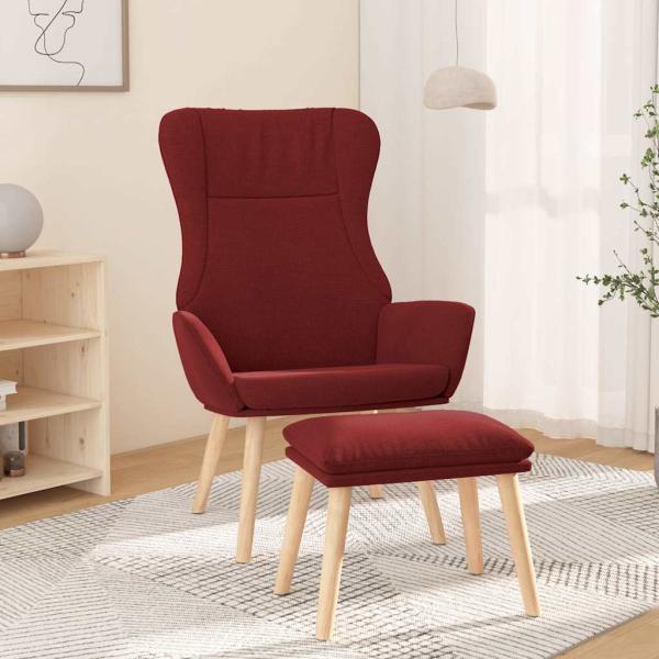 ARDEBO.de - Relaxsessel mit Hocker Weinrot Stoff