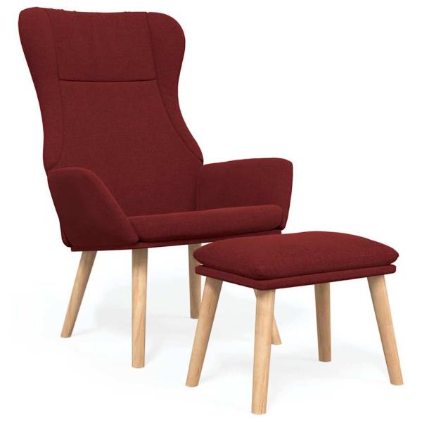 Relaxsessel mit Hocker Weinrot Stoff