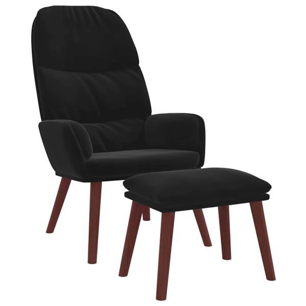 Relaxsessel mit Hocker Schwarz Samt