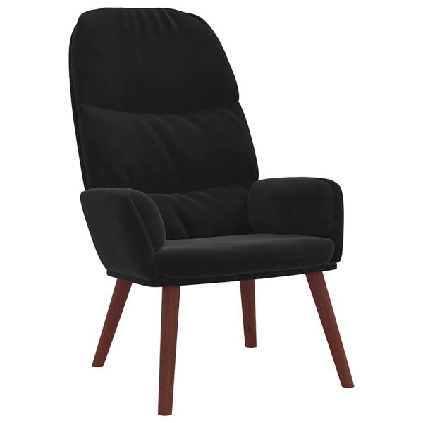 Relaxsessel mit Hocker Schwarz Samt
