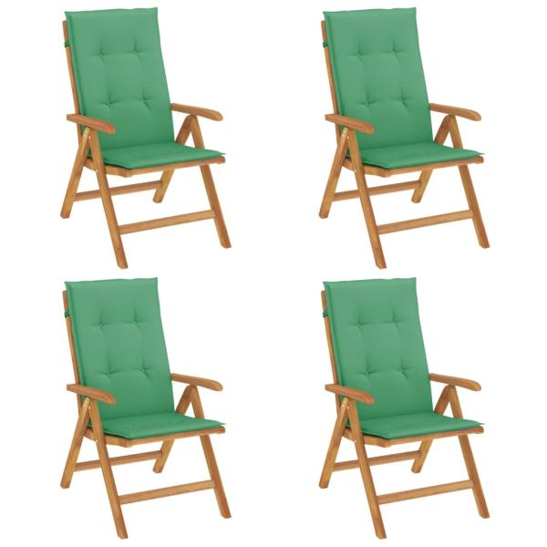 Verstellbare Klappst?hle mit Kissen, 4-teilig, Massivholz Teak