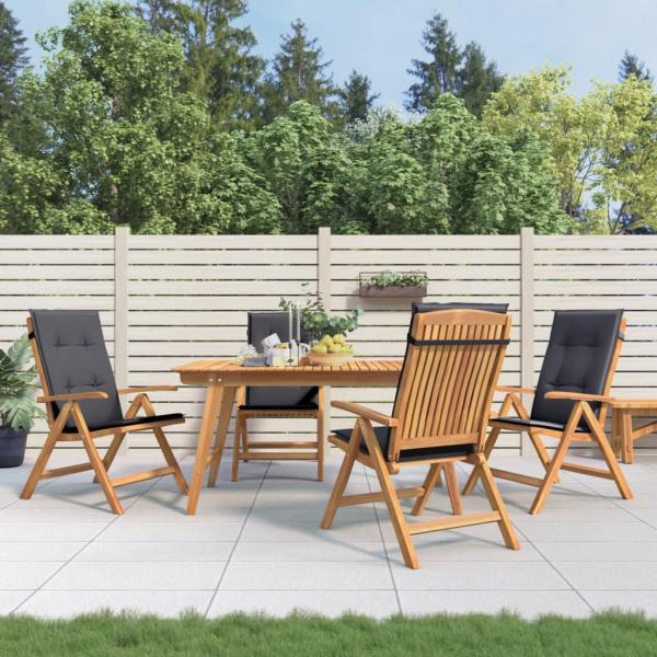 ARDEBO.de - Verstellbare Klappst?hle mit Kissen, 4-teilig, Massivholz Teak