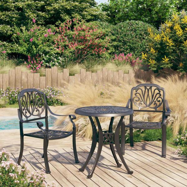 ARDEBO.de - 3-tlg. Bistro-Set Aluminiumguss Schwarz