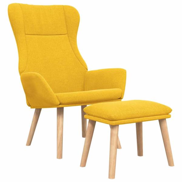 Relaxsessel mit Hocker Senfgelb Stoff
