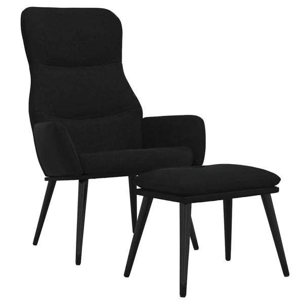 Relaxsessel mit Hocker Schwarz Stoff