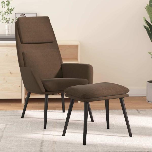 ARDEBO.de - Relaxsessel mit Hocker Braun Stoff