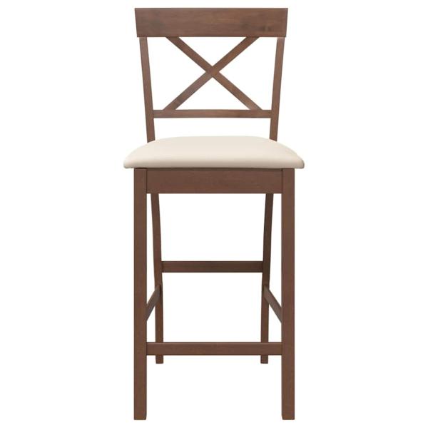 Barhocker mit Kissen 2 Stk. Braun Massivholz Gummibaum