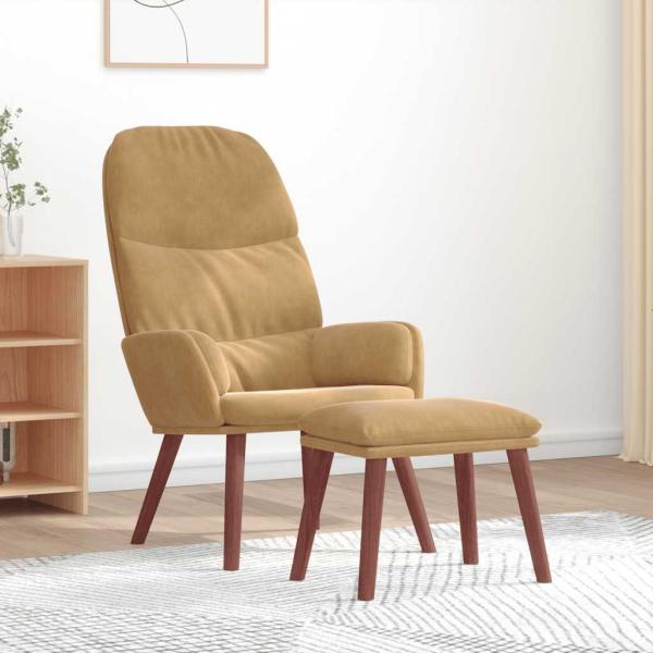 ARDEBO.de - Relaxsessel mit Hocker Braun Samt