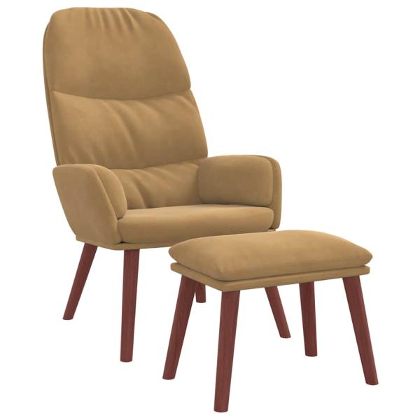Relaxsessel mit Hocker Braun Samt