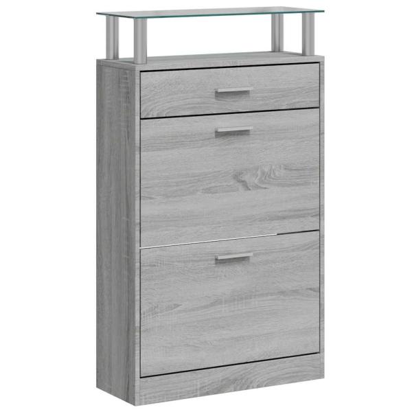 Schuhschrank Grau Sonoma 63x24x104 cm Holzwerkstoff