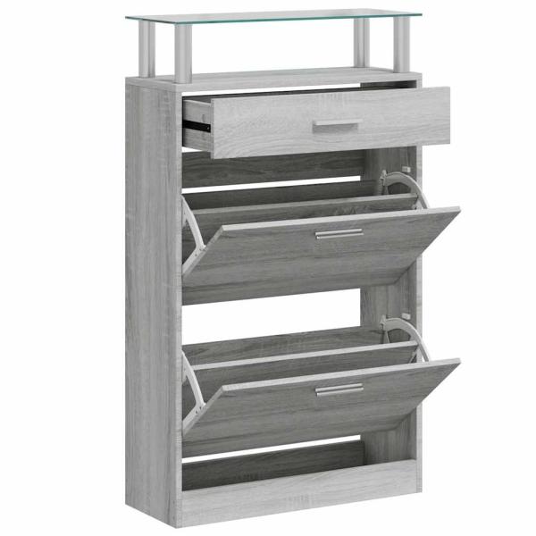 Schuhschrank Grau Sonoma 63x24x104 cm Holzwerkstoff