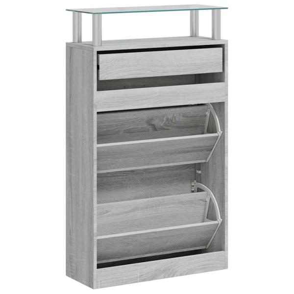 Schuhschrank Grau Sonoma 63x24x104 cm Holzwerkstoff