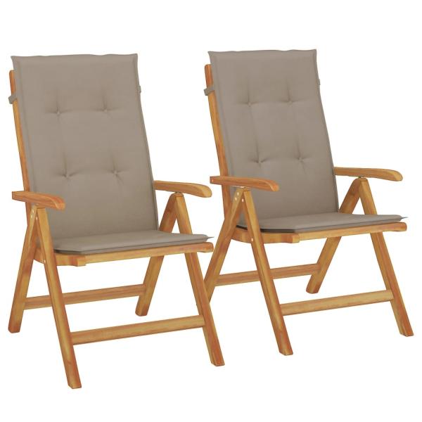 Klappstühle mit Kissen, 2 Stück, Massivholz Teak