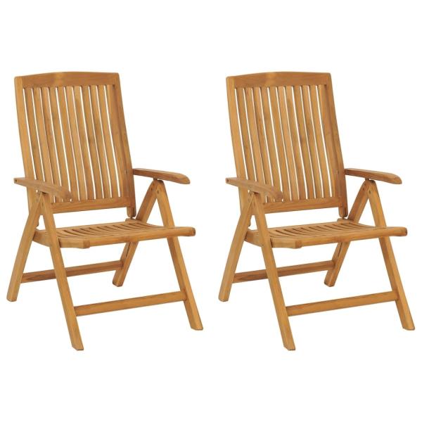 Klappstühle mit Kissen, 2 Stück, Massivholz Teak