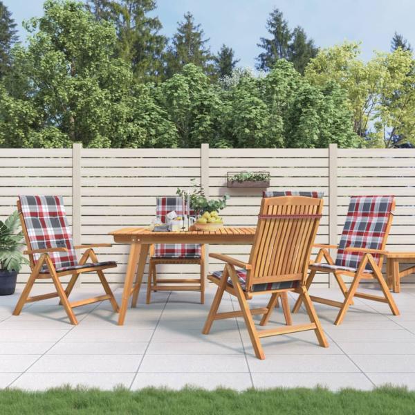 ARDEBO.de - Verstellbare Klappstühle mit Kissen, 4-teilig, Massivholz Teak