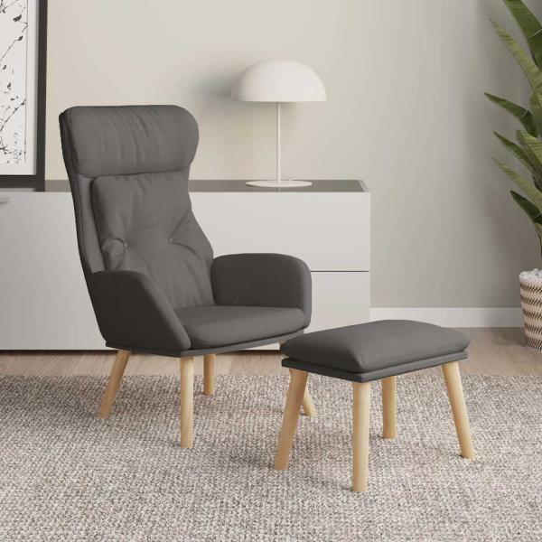 ARDEBO.de - Relaxsessel mit Hocker Dunkelgrau Stoff