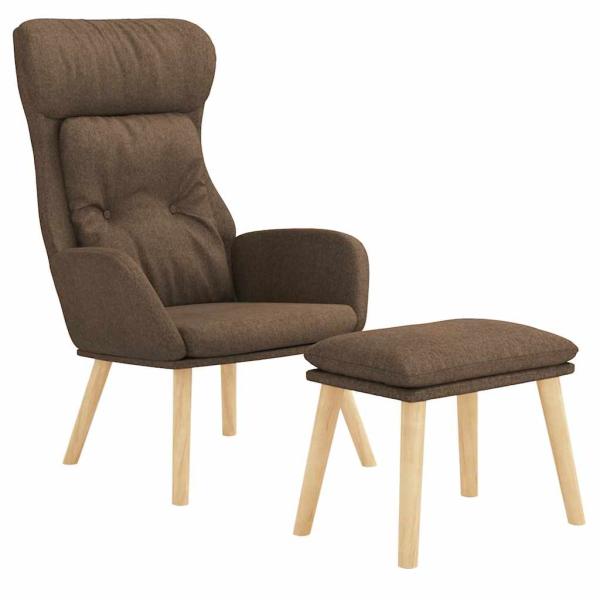 Relaxsessel mit Hocker Braun Stoff