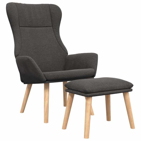 Relaxsessel mit Hocker Dunkelgrau Stoff