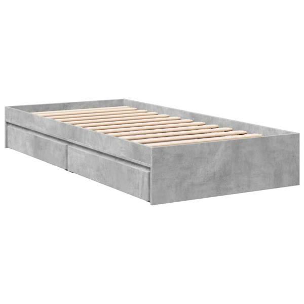Bettgestell mit Schubladen Betongrau 100x200 cm Holzwerkstoff
