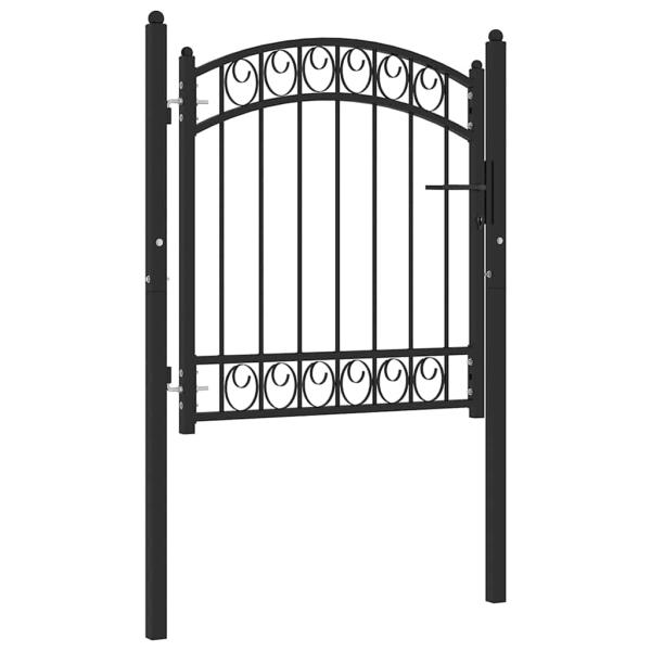 ARDEBO.de - Zauntor mit Gewölbter Spitze Stahl 100x100 cm Schwarz