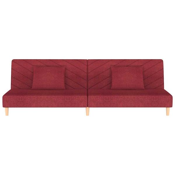 Schlafsofa 2-Sitzer mit 2 Kissen Weinrot Stoff