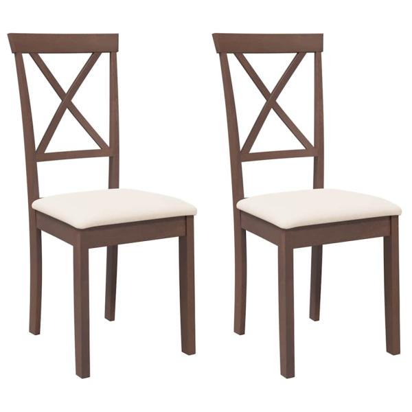 Esszimmerst?hle mit Kissen 2 Stk. Braun Massivholz Gummibaum