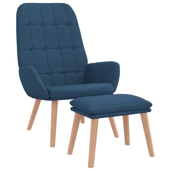 Relaxsessel mit Hocker Blau Stoff