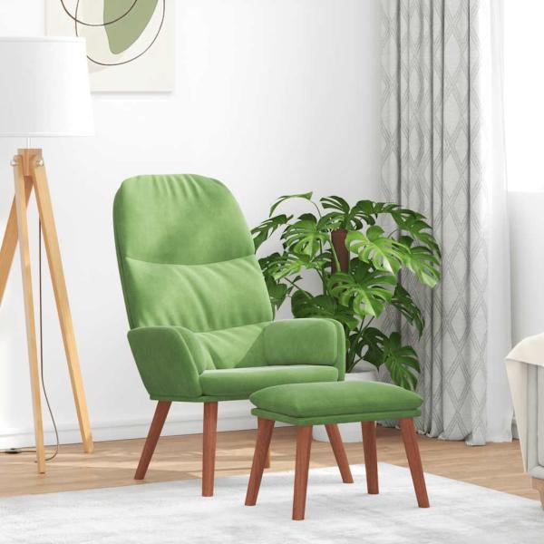 ARDEBO.de - Relaxsessel mit Hocker Hellgrün Samt