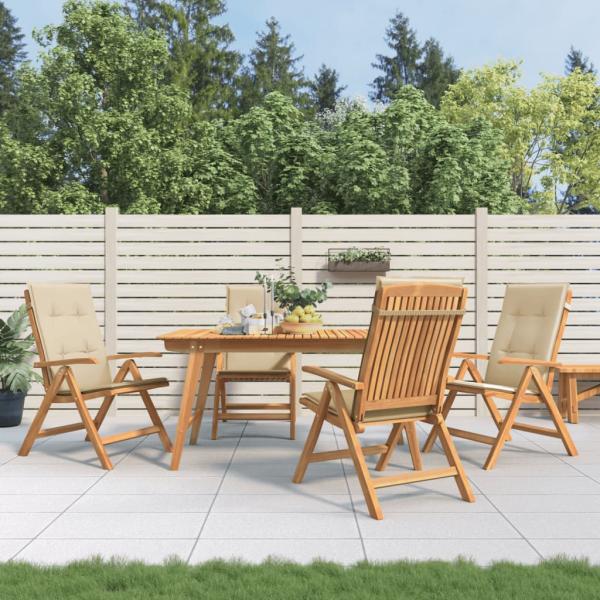 ARDEBO.de - Verstellbare Klappstühle mit Kissen, 4-teilig, Massivholz Teak