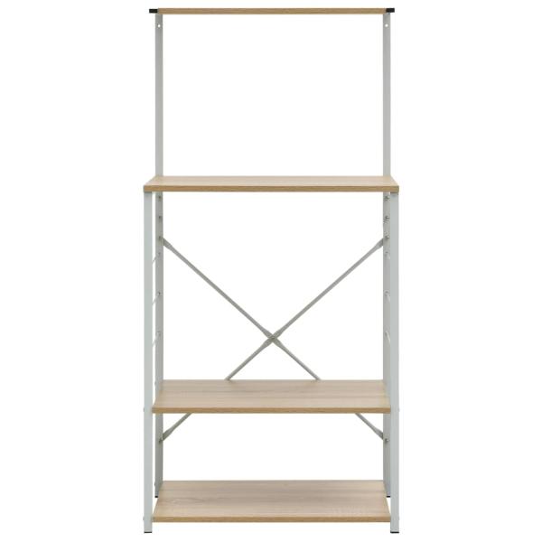 Mikrowellenregal Weiß Eiche-Optik 60x39,6x123 cm Holzwerkstoff