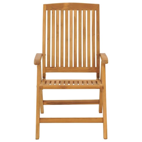 Verstellbare Klappstühle mit Kissen, 4-teilig, Massivholz Teak