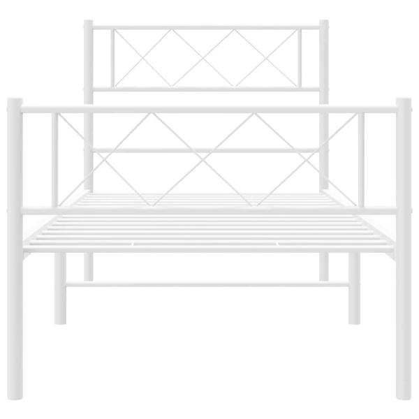 Bettgestell mit Kopf- und Fußteil Metall Weiß 100x190 cm