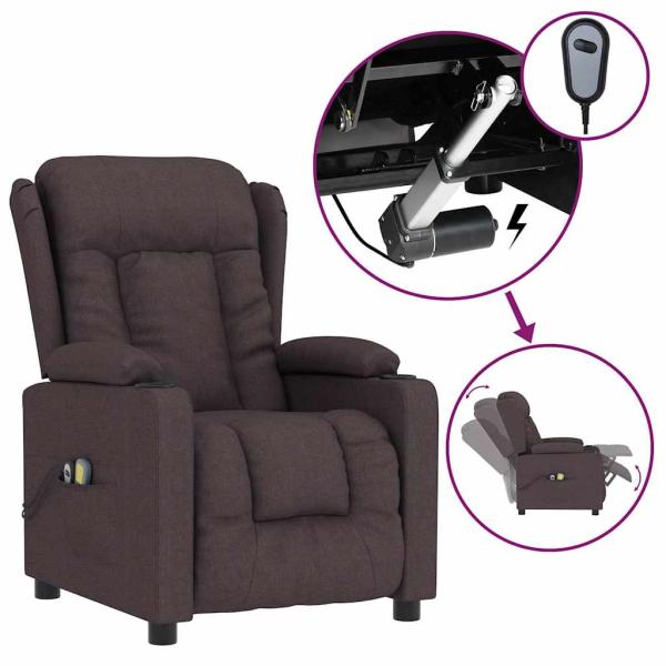 Massagesessel Elektrisch Dunkelbraun Stoff