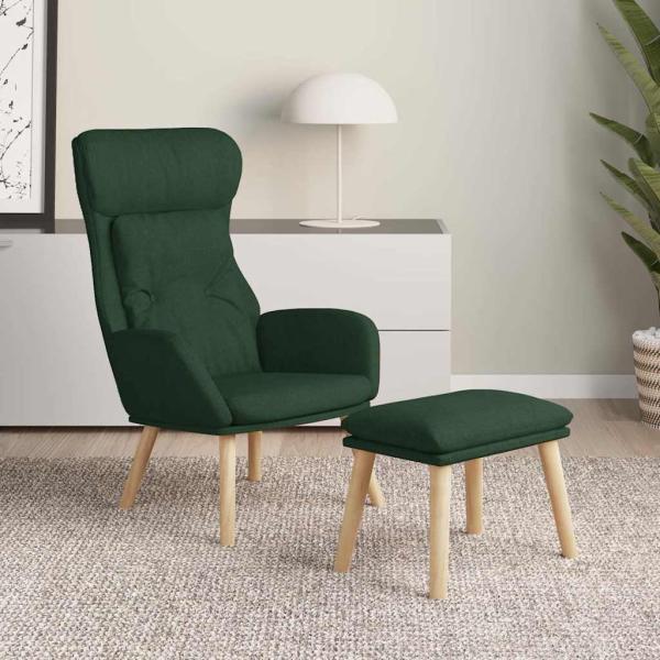 ARDEBO.de - Relaxsessel mit Hocker Dunkelgr?n Stoff